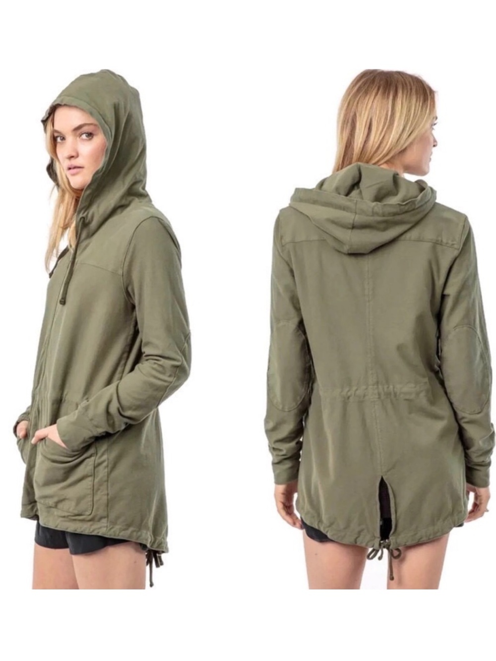 James Perse Army Green Hooded Parka Jacket Medium